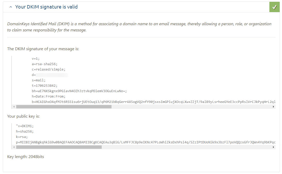 Valid DKIM Signature