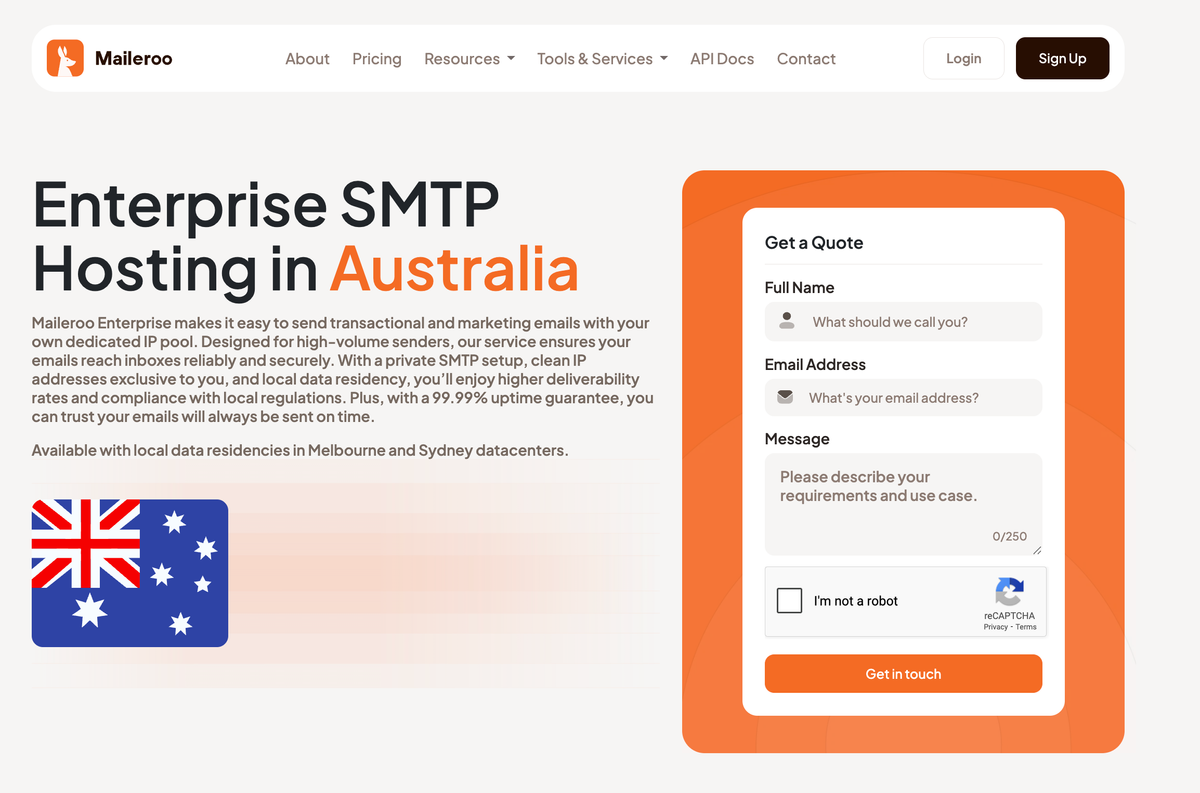 Enterprise SMTP Hosting in Australia