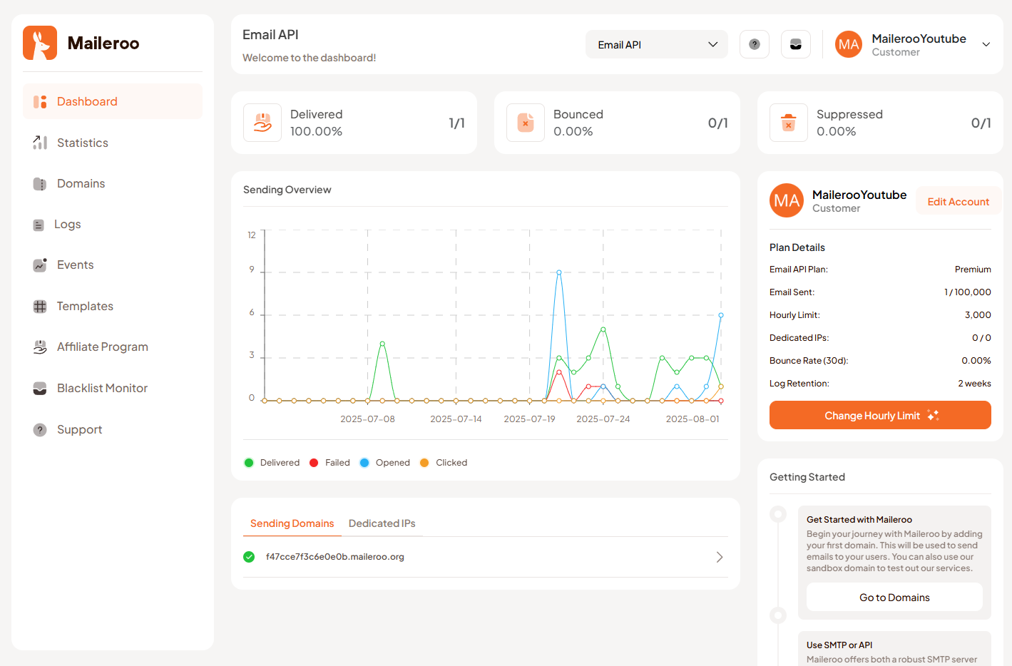 Step 1 - Navigate to Domains section in sidebar