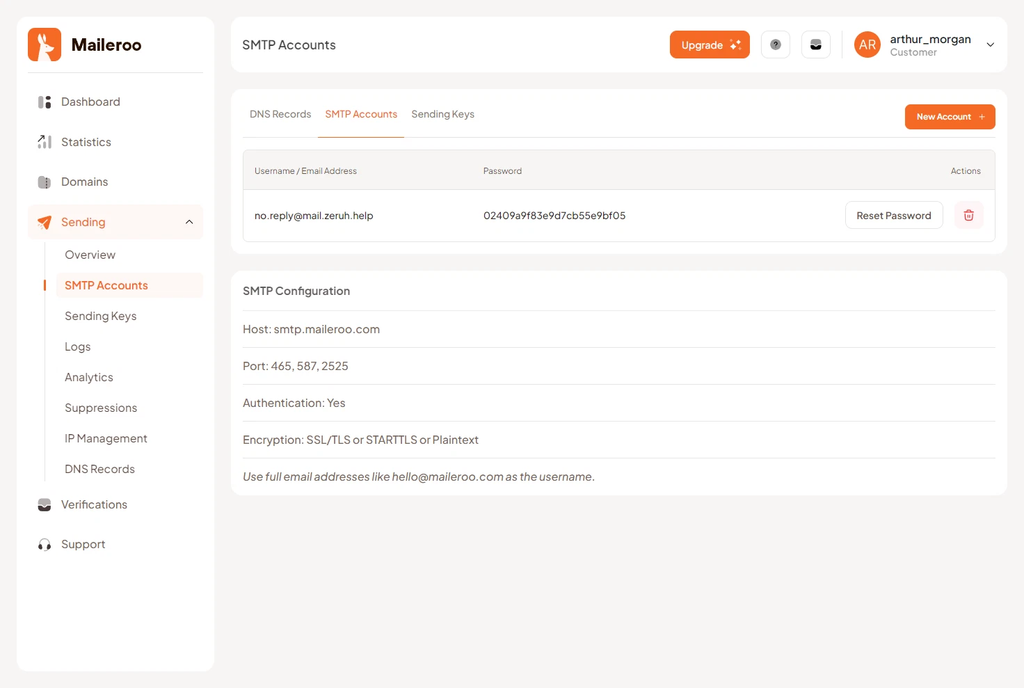SMTP Account Details